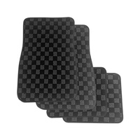 Tapis de voiture personnalisé à motif de damier, drapeau à carreaux rouge et noir, 4 pièces, JDM universel