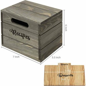 Recipe Card Storage Box Solid Wood Flip Top Rectangular Kitchen Countertop Organizer For Recipes And Cards - Product Image 4