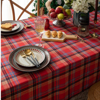 Nappe rectangulaire minimaliste nordique rouge blanc à carreaux imprimé floral nappe de fête de noël non tissée