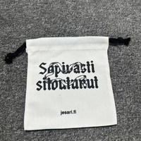 Sac en toile blanche épaisse de 10 oz avec cordon de serrage et impression de logo noir, pochette en tissu de luxe pour emballage de bijoux et cadeaux