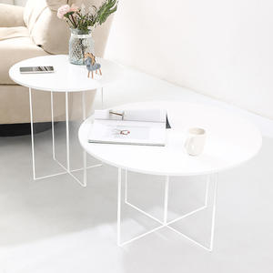<b>Coffee</b> <b>Table</b> Set Round <b>Acrylic</b> White Modern Minimalist Living Room Home Use - Product Image 2