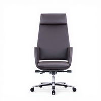 Fauteuil de Direction Moderne en Cuir, Chaise de Bureau Pivotante à Cadre Métallique avec Accoudoirs Réglables, Grande Chaise d'Ordinateur pour Conférence, Vente en Gros