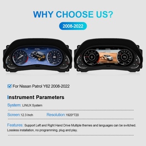 Navihua 12.3" LCD Dashboard Digital Cluster <b>for</b> Nissan Patrol Y62 2008-2022 Auto Instrument Panel Tachometer - Product Image 2