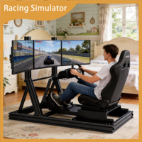 Cockpit de simulateur de course en profilé aluminium Série 6000 avec support triple moniteur, siège de jeu et support de volant, design réaliste