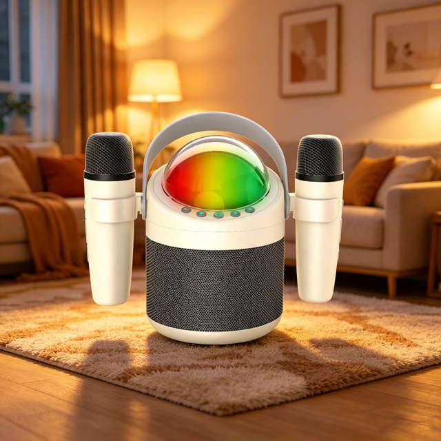 Portable Battery Powered Karaoke Machine 15W Subwoofer Speaker 2 Wireless Microphones for V5.3 Singing LED Party Lights