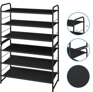 Zapatero de hierro apilable de 3 niveles, estante de zapatos de tela ajustable extensible, organizador de almacenamiento, tela no tejida impermeable para el hogar - Product Image 4