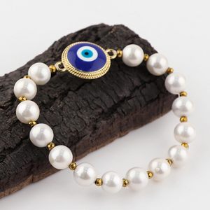 Pulsera de perlas de agua dulce con amuleto de protección contra el mal de ojo para adultos unisex, regalo de joyería. - Product Image 2
