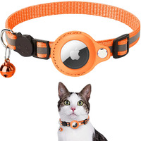 Grosir Logo kustom kerah kucing Tag udara reflektif mewah kerah hewan peliharaan pelacak GPS antihilang lucu dapat disesuaikan