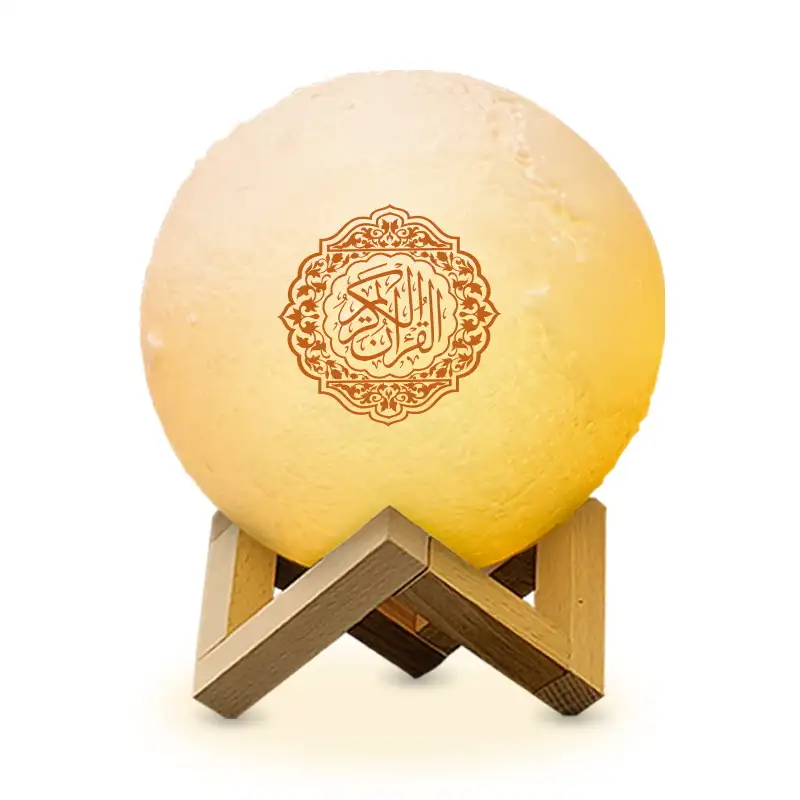 Lampu Bulan Sentuh Mini, Lampu Malam Islami Quran Hadiah Malam Pemutar QUARTZ dengan Gigi Biru