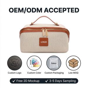 Customized Logo Fashion Luxury Canvas <b>Makeup</b> <b>Bag</b> Women Portable Organizer <b>Large</b> Capacity Zipper Waterproof Travel Cosmetic - Product Image 5