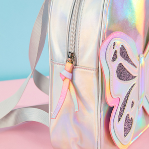 Zaino in stile farfalla per bambina carina con chiusura a cerniera in polvere Glitter accessori da viaggio perfetti di piccole dimensioni - Product Image 5