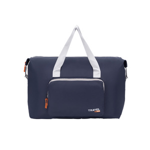 <b>Lightweight</b> Grid Nylon <b>Hand</b> Travel Bag White Webbing Handle Orange Zipper Pull Men Women Business Trip Gym Clothes Storage Bag - Product Image 5