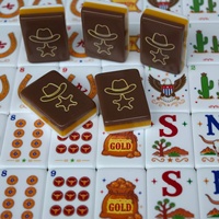 Nouveau 2026 – Ensemble de Mahjong Américain en Acrylique Marron à Trois Couches, Thème Cowboy Western, Portable et Personnalisable pour Adultes – Vente en Gros