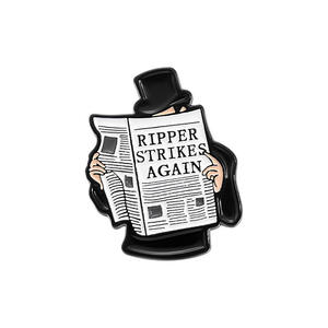 Personalidad creativa Artesanía de metal Letras en inglés Broche Leer periódico Hombre Forma Insignia Decoración Medalla Fundición - Product Image 5