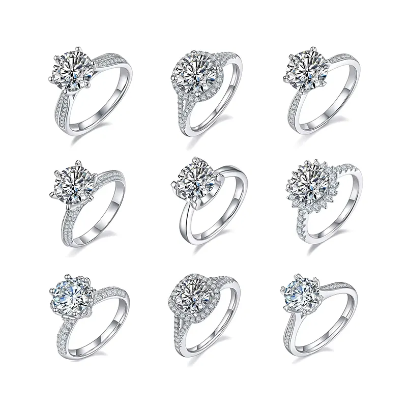 Anello in oro 10K 14K 18K personalizzato 1CT 2CT 3CT 5CT Mossanite anello di diamanti da donna fidanzamento matrimonio VVS anello Moissanite
