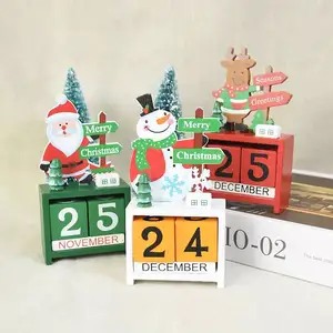 クリスマス木製アドベントカレンダーサンタクロース雪だるまエルククリスマスホームオーナメントデコレーション2024年までの18cmカウントダウン