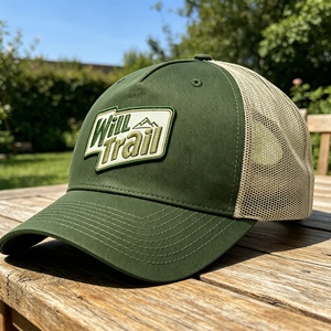 หมวกแก๊ปทรง Trucker สองสีแบบกำหนดเอง ปีกโค้ง ปักลาย ระบายอากาศดีด้านหลัง ปรับขนาดได้ด้วย Snapback เหมาะสำหรับกิจกรรมกลางแจ้ง แคมป์ปิ้ง และเบสบอล - Product Image 5
