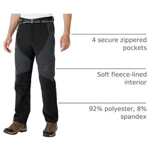 Pantalon de ski pour homme Rdruko, imperméable, doublé en polaire, 4 poches zippées, pour la randonnée hivernale, le travail et les activités de plein air - Product Image 4