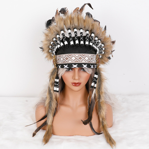 Ấn Độ headdress Feather Man rợ trưởng hat Phụ kiện tóc headdress vai trò chơi handmade trang trí quần áo - Product Image 2