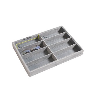 Jewelry Storage Tray 12 Compartments Rectangle Gray Velvet Desktop Organizer For Earrings Bracelets <b>Rings</b> Makeup Accessories - Product Image 1