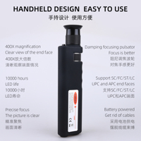 Fiber Optic Inspection Microscope 400x LED Illumination Handheld Anti Slip Rubber SC/LC/FC Connection Fiber Microscope