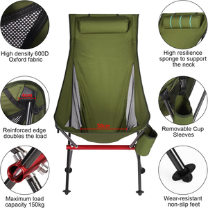 Chaises pliantes d'extérieur pas chères, personnalisées, colorées, à dossier haut, chaise lunaire <span class=keywords><strong>l</strong></span>égère en aluminium, chaise lunaire de camping avec <span class=keywords><strong>sac</strong></span> de rangement - Product Image 3