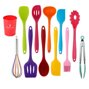 Premium Solid <b>Silicone</b> Coating Kitchen <b>Utensil</b> Set, 10 Piece Colorful <b>Silicone</b> Kitchen <b>Cooking</b> <b>Utensil</b> Set - Product Image 1