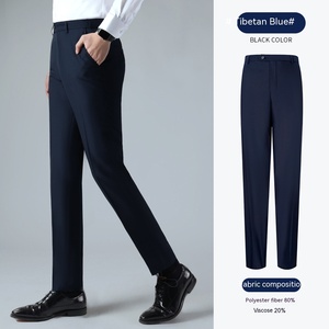 2023 vente en gros hommes mode robe <span class=keywords><strong>costume</strong></span> décontracté droit vers le bas <span class=keywords><strong>bleu</strong></span> <span class=keywords><strong>marine</strong></span> noir recadrée haute qualité pantalons d'affaires - Product Image 6