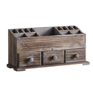 Caja de Maquillaje Vintage de Madera Maciza con Cajones, Organizador de Cosméticos, Gabinete de Almacenamiento, Estilo Antiguo, Gris Desgastado A3094 - Product Image 2