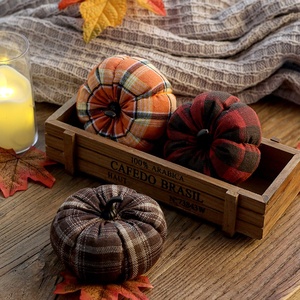 <b>Halloween</b> <b>Decorations</b> Harvest Festival Plaid Stainless Steel Pumpkin Ornaments Thanksgiving Scene Pumpkin <b>Decorations</b> From China - Product Image 2
