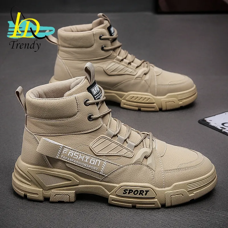 Autumn Winter Men's Rubber Snow Boots Warm Working Lace Up Boot Shoes Boots For Men