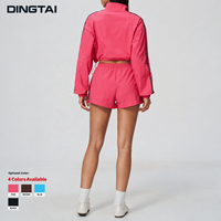 Ensemble deux pièces Dingtai pour femme, col montant, fermeture éclair, veste légère à manches longues et short large pour l'extérieur
