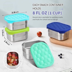 ชุดกล่องอาหารกลางวันสแตนเลส - กล่องอาหารกลางวันฝาปิดซิลิโคนเกรดอาหาร - Product Image 3