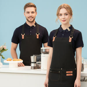 शेफ रसोई के लिए एप्रोन, रेस्तरां दूध चाय कैफे वेटर के लिए कस्टम लोगो मुद्रित कैनवास कमर एप्रोन - Product Image 5