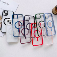 Coque magnétique colorée antichoc en PC rigide transparente pour iPhone 1716 15, compatible avec la recharge sans fil pour iPhone 1615 Pro Max
