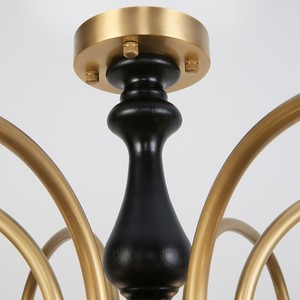 Retro American & French Style Copper Chandelier Amber Glass ceiling <b>Light</b> Base Adjustable Height for Living <b>Dining</b> Room - Product Image 6