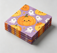 Serviettes jetables à motifs de citrouilles et de fantômes effrayants pour Halloween, serviettes de fête jetables épaisses imprimées sur le thème d'Halloween