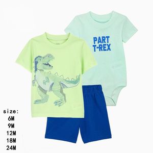 Pijama de Algodón 100% para Bebés Niños, Traje de Tres Piezas para Recién Nacidos, Mameluco de Manga Corta con Estampado de Dibujos Animados, <span class=keywords><strong>Ropa</strong></span> de Bebé - Product Image 5