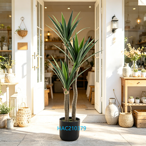 Arbre artificiel Yucca de 1,5 m de haut, plante artificielle Agave à 3 têtes en sisal dans un pot en ciment, grande plante tropicale pour la décoration intérieure de chambre - Product Image 1