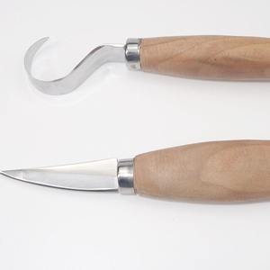 Ensemble de 2 couteaux à bois en acier inoxydable, couteau incurvé à motifs, grattoir pour sculpter, raser le bois, ciseaux et poinçons - Product Image 4