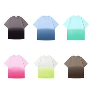 T-shirt à manches courtes col rond pour homme, style streetwear américain grande taille, dégradé de couleurs, effet délavé vintage, 100% coton respirant - Product Image 2