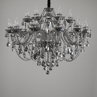 Lustre en cristal fumé de luxe, luminaire suspendu moderne classique en cristal K9 pour salon, salle de mariage, salle de banquet, décoration de villa