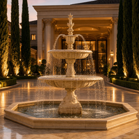 Fontaines d'eau en marbre à plusieurs niveaux européennes personnalisées, fontaine en pierre sculptée à la main pour projet paysager