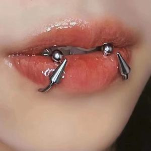 Cool Punk Devil Herradura Piercing para el cuerpo Unisex Acero inoxidable Cono Labio Anillo Hilo externo Acero quirúrgico Único con estilo - Product Image 1