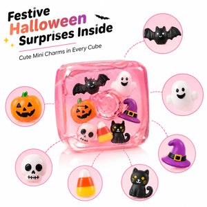 Precio de fábrica: Set de juguetes blandos y apretables de TPR con forma de cubo de gelatina, fantasma y calabaza para Halloween, en caja expositora para rellenar bolsas de regalos. - Product Image 5