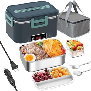 Boîte à lunch chauffante électrique portable 110V 220V, chauffe-plats, cuiseur à riz, récipient chauffant, ensemble de vaisselle pour la maison, le bureau et la voiture - Product Image 1