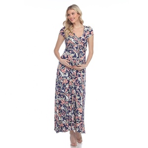 Abito Premaman <span class=keywords><strong>3</strong></span> in 1 Floreale Casual per Ufficio e Casa Personalizzabile Allattamento Maxi Avvolgente Traspirante Ecologico Linea A - Product Image 3