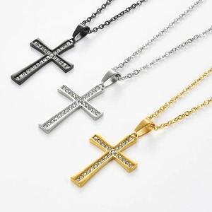 Colgantes de Cruz Clásicos de Acero Inoxidable con Pedrería, Pequeños Amuletos de Cristal de Jesús para Oración, Joyería Unisex para Hombres y Mujeres, Regalos - Product Image 4