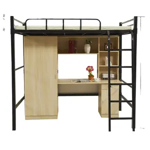 Letto queen size lenzuolo set casa struttura in metallo letto a castello loft con cabinet in legno per i bambini