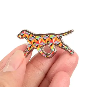 Die Stamping Custom Dog Shape Epoxy Brand Logo Metal Pin Badge with Rivets